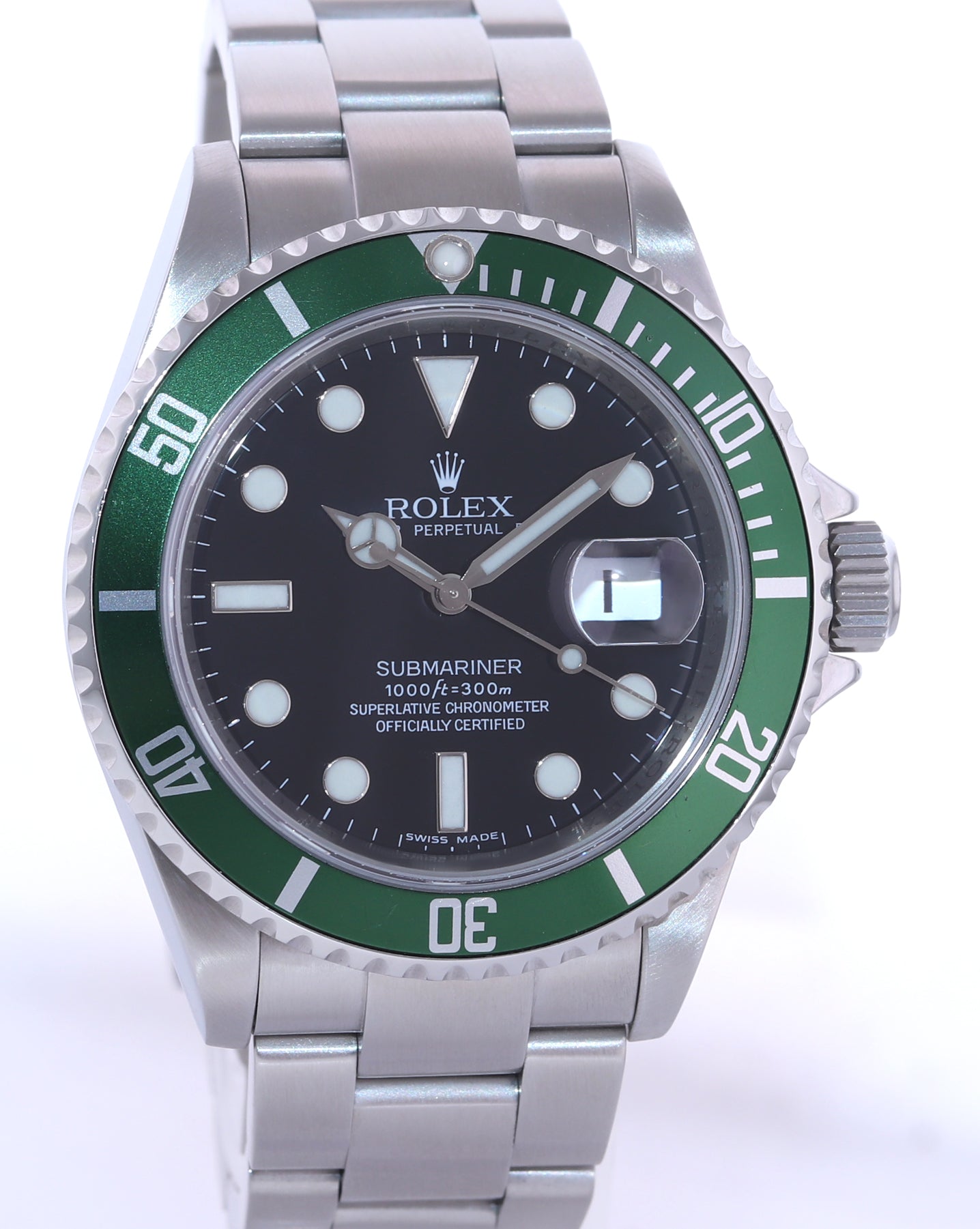 2008 Engraved Rehaut Rolex 16610LV Rolex Green Submariner Kermit Watch Box