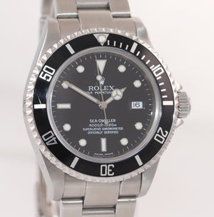 2005 PAPERS Rolex Sea-Dweller Steel Date 16600 40mm Date Black Diver Watch Box