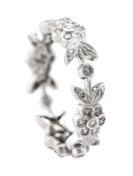 Chic Ladies 18K 750 White Gold 0.56ctw Diamond Floral Eternity Wedding Band Ring