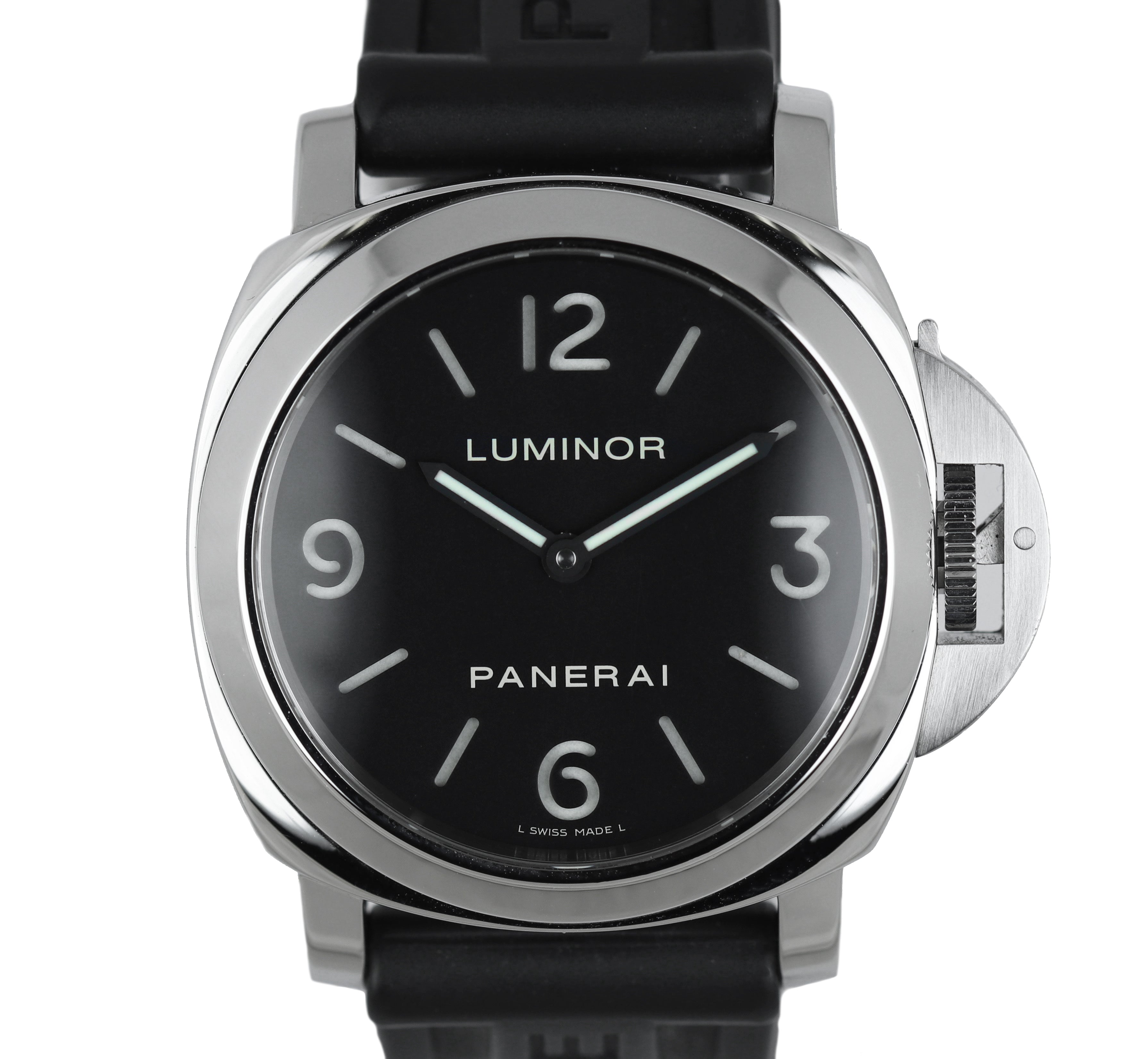 MINT Panerai Luminor Base PAM 112 Stainless Black Manual 44mm Watch PAM00112