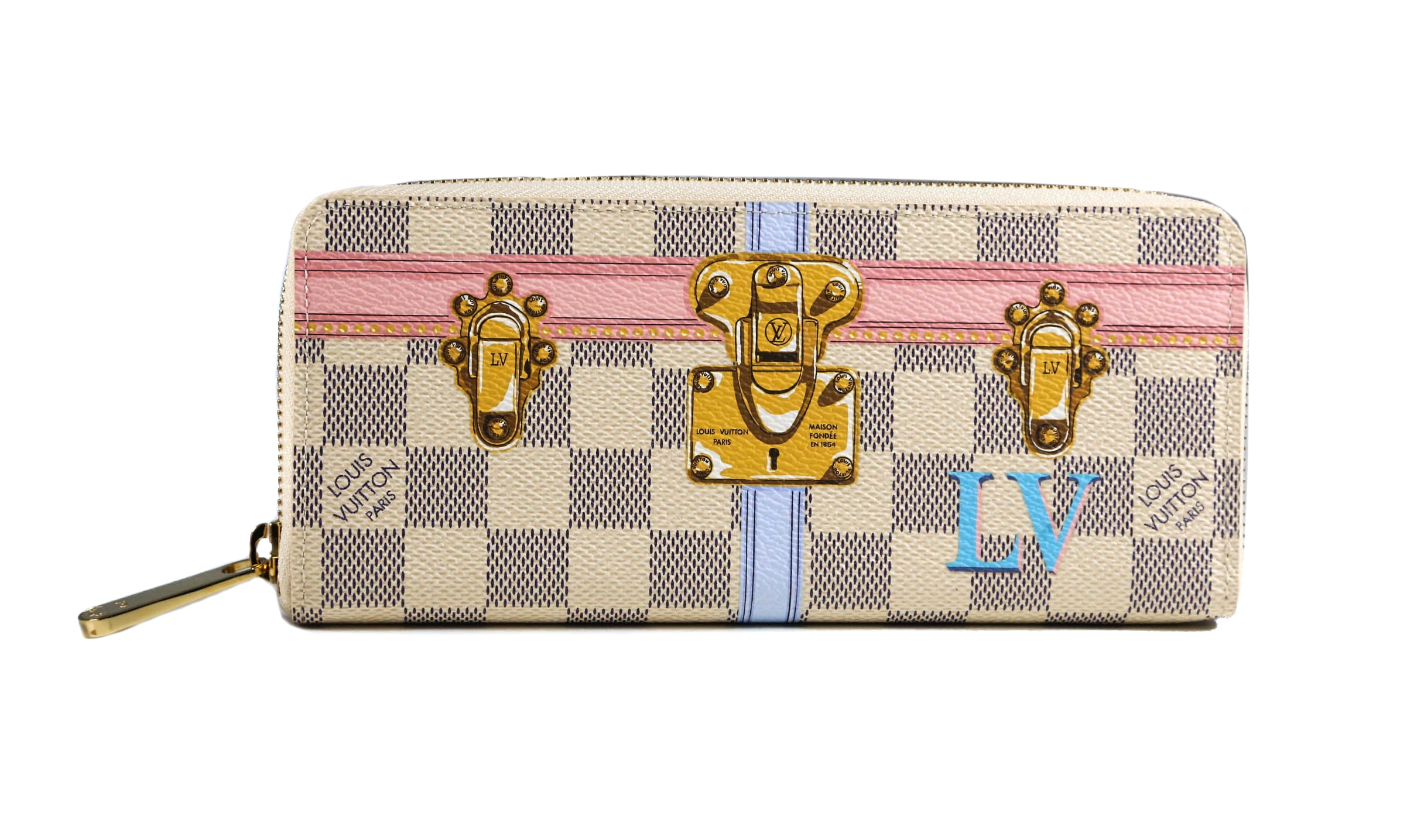 Louis Vuitton Damier Azur Summer Trunks Clemence Wallet