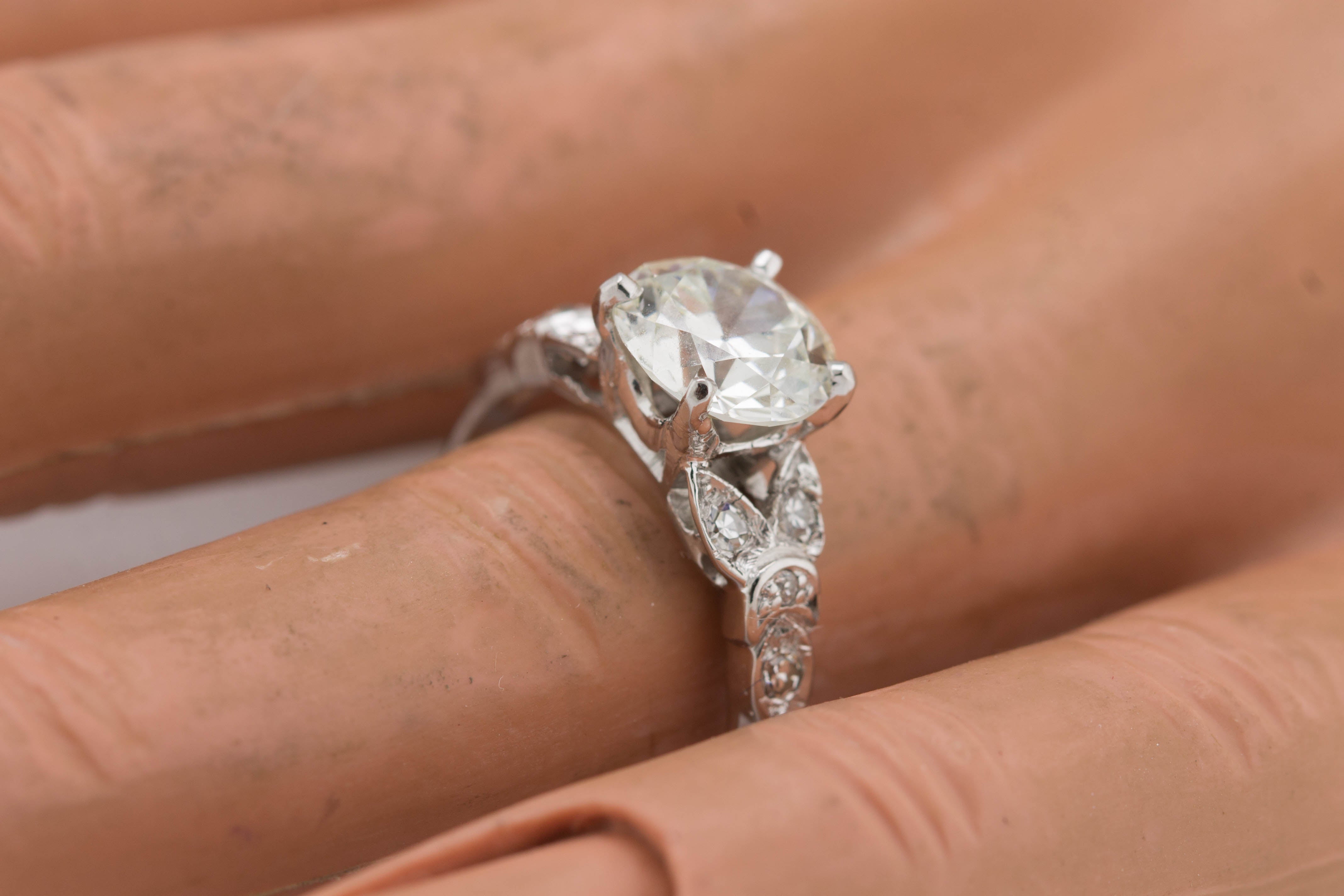 Ladies Platinum 1.96 CT J VS1 Circular Brilliant Diamond Engagement Ring GIA