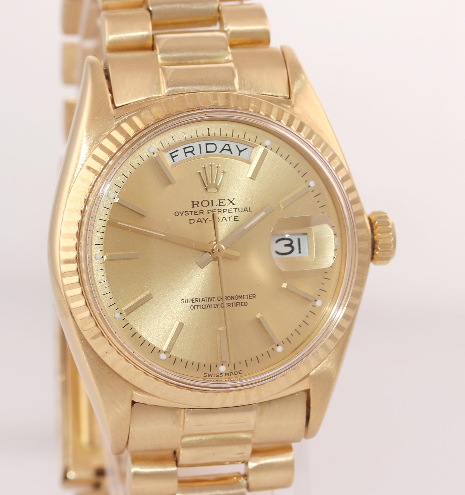 Rolex Day-Date President 36mm 1803 Champagne 18K Yellow Gold Band Watch 18038