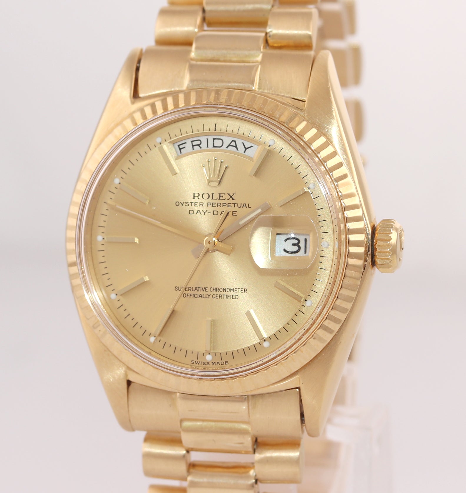 Rolex Day-Date President 36mm 1803 Champagne 18K Yellow Gold Band Watch 18038