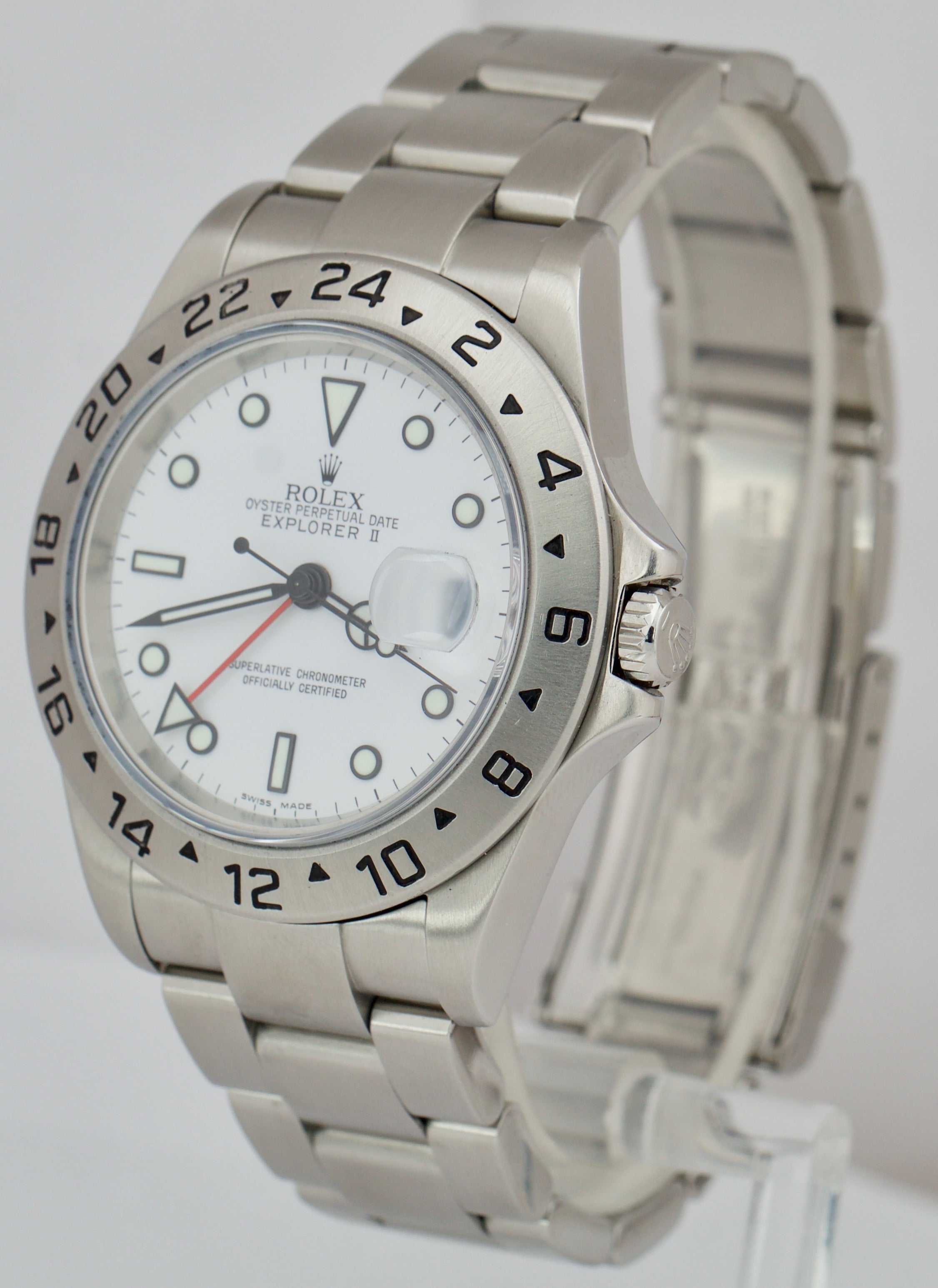 2007 Rolex Explorer II NO-HOLES Polar White GMT Stainless 40mm 16570 T Watch