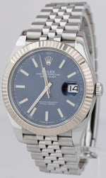 Rolex DateJust 41 Blue Fluted Stainless Steel Jubilee Watch 126334 BOX CARD