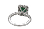 Lovely Ladies 14K White Gold 1.79 CT Emerald Diamond Halo Cocktail Ring