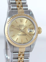PAPERS Ladies Rolex 69173 Two Tone 18k Gold 26mm Champagne Watch Box