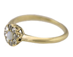 Ladies Dainty 14K Yellow Gold 0.24ctw Rose Cut Diamond Opal Flower Ring