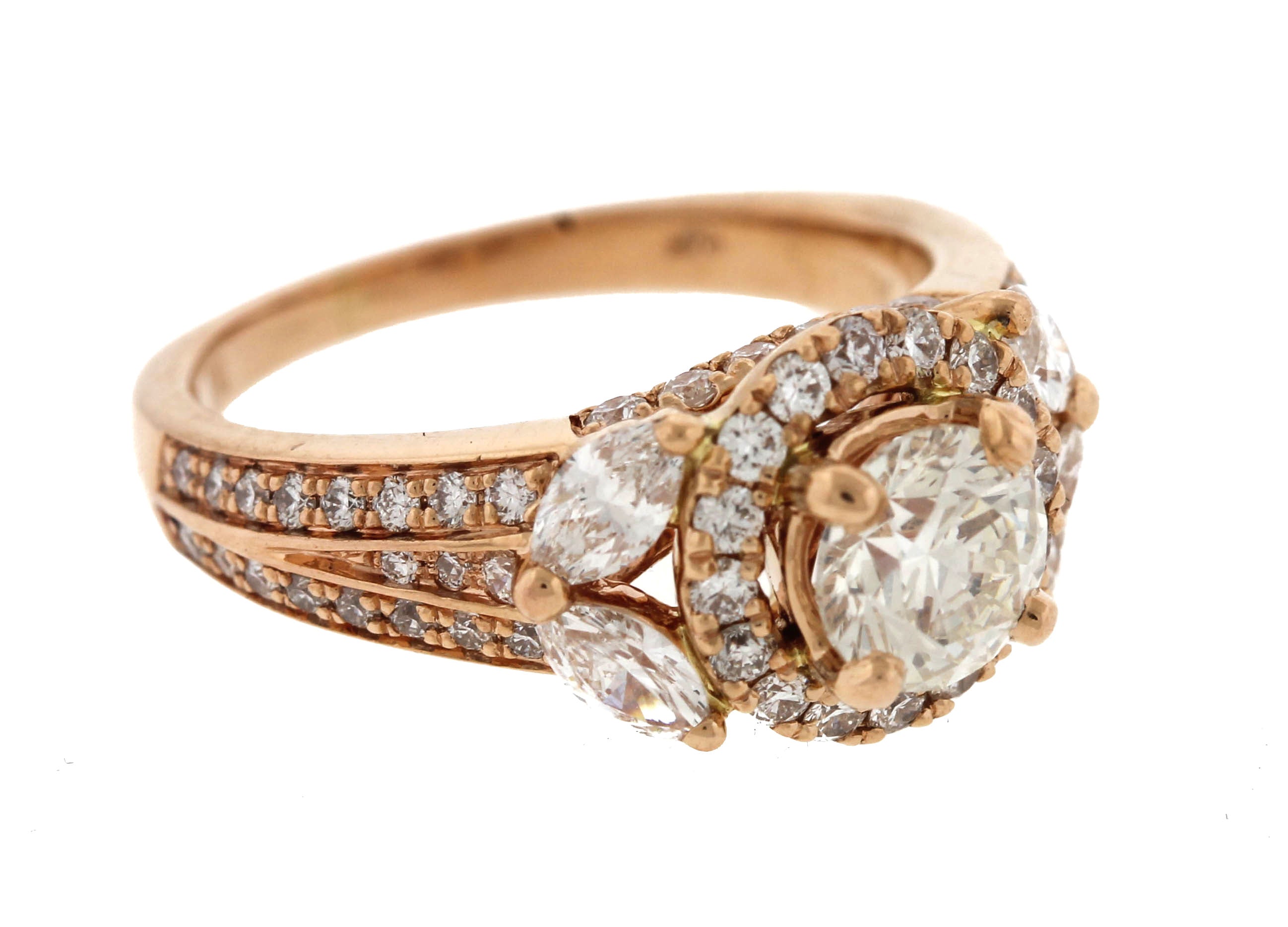 Stunning 18K Rose Gold 1.66ctw Diamond Engagement Ring GIA