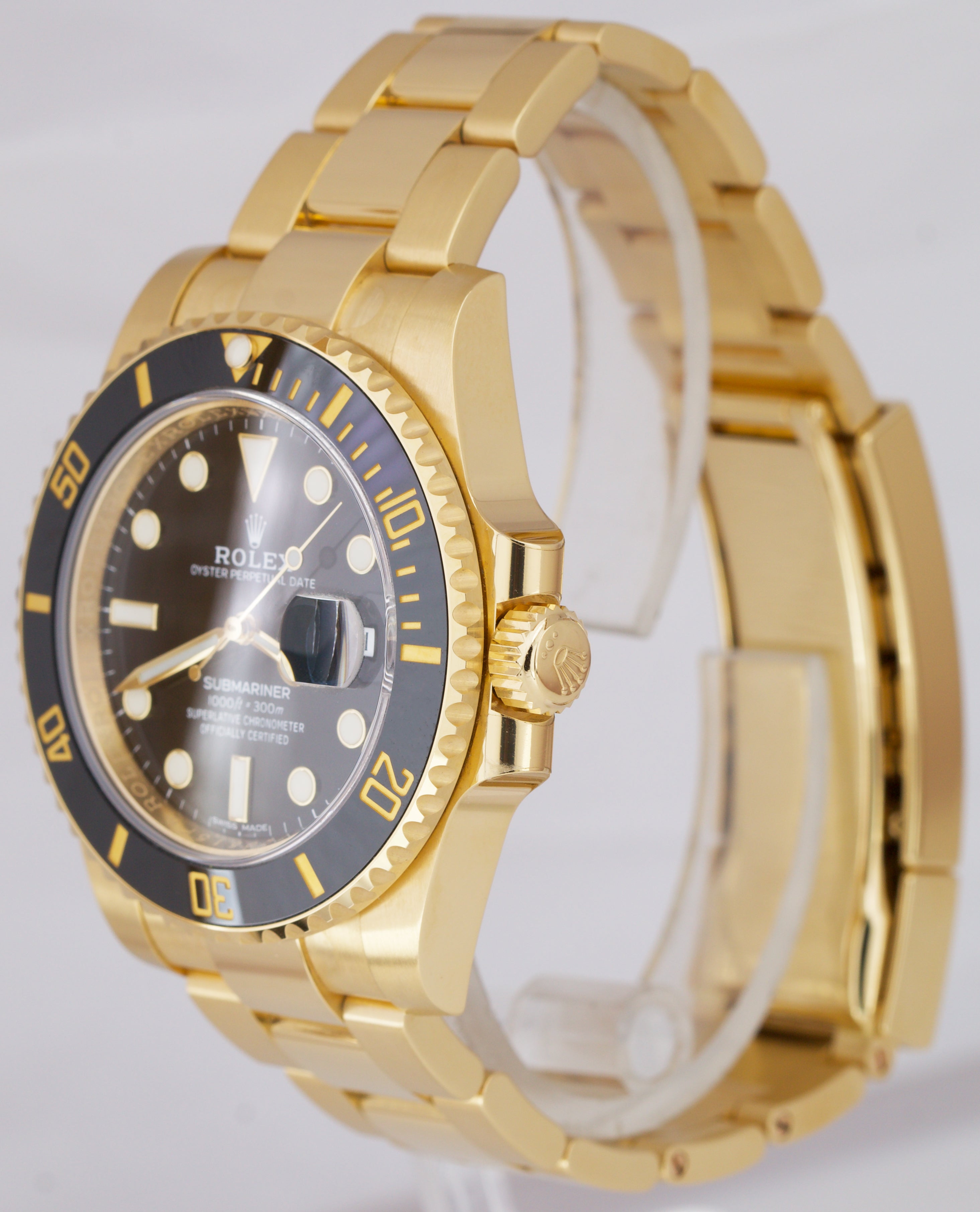 NEW 2020 STICKERED Rolex Submariner 18K Yellow Gold Black 40mm Watch 116618 LN
