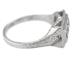 Antique Victorian 18K White Gold 0.21ctw Rose Cut Diamond Etched Ring