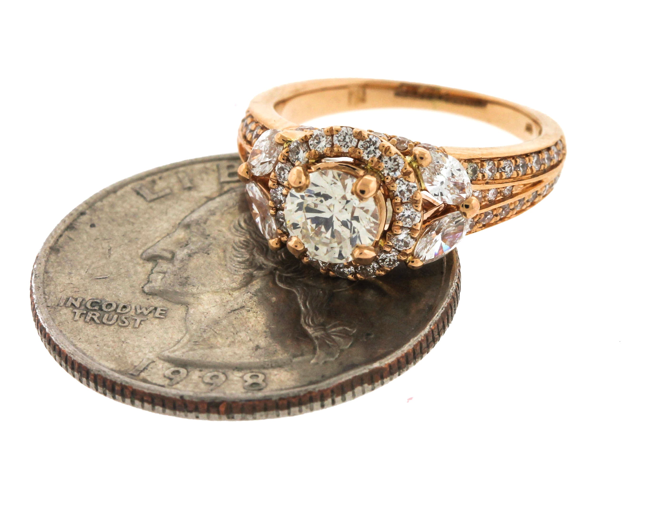 Stunning 18K Rose Gold 1.66ctw Diamond Engagement Ring GIA