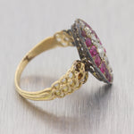 1890's Antique Victorian 14k Yellow Gold 2ctw Ruby & Diamond Ring