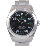 2021 Rolex Air King 116900 Black Arabic Dial 40mm Steel Green Watch Box