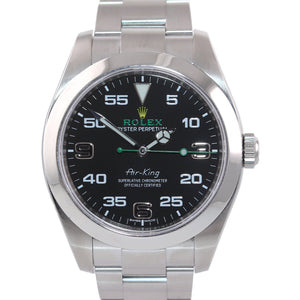 2021 Rolex Air King 116900 Black Arabic Dial 40mm Steel Green Watch Box