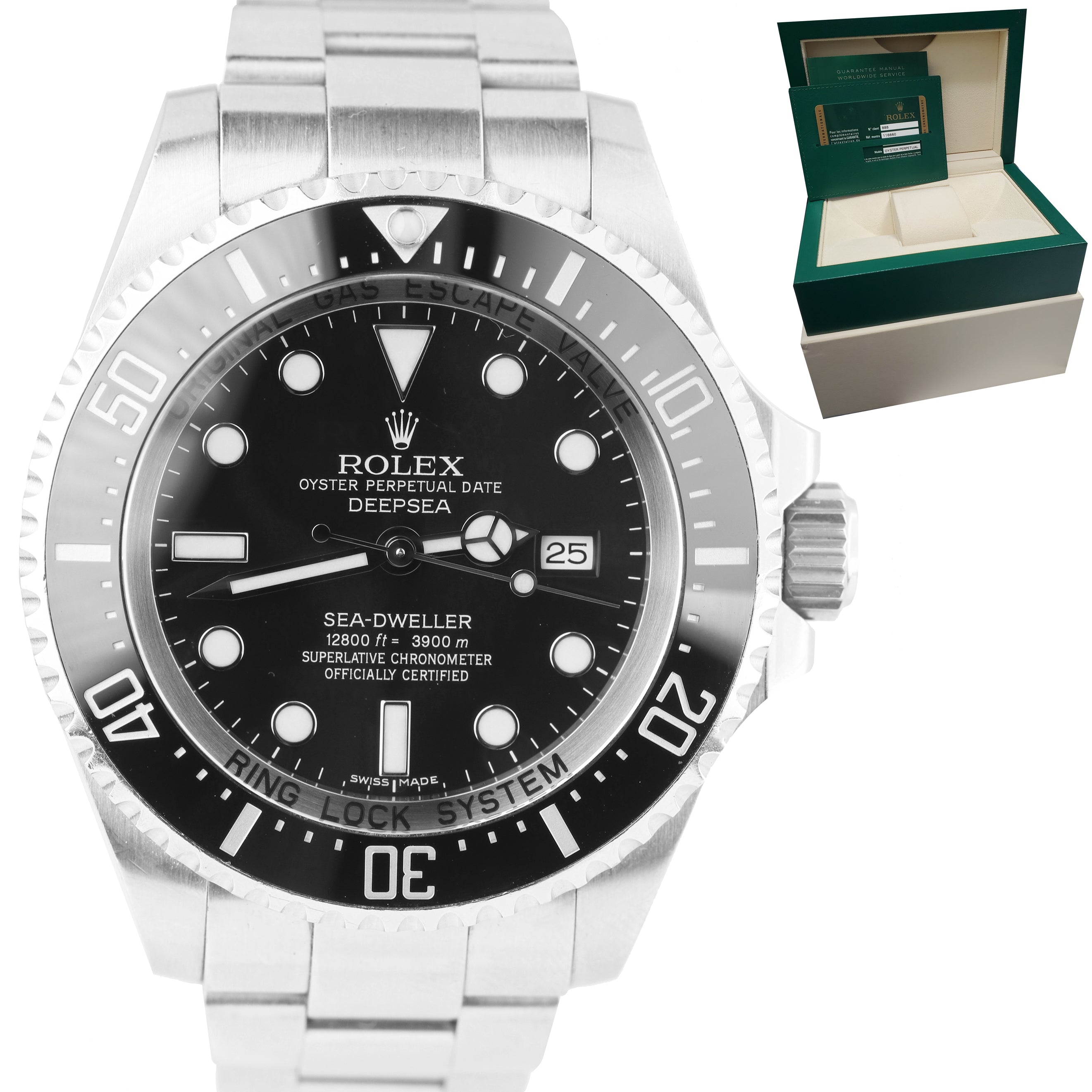 2014 UNPOLISHED Rolex Sea-Dweller DEEPSEA 116660 Stainless 44mm Black Dive Watch