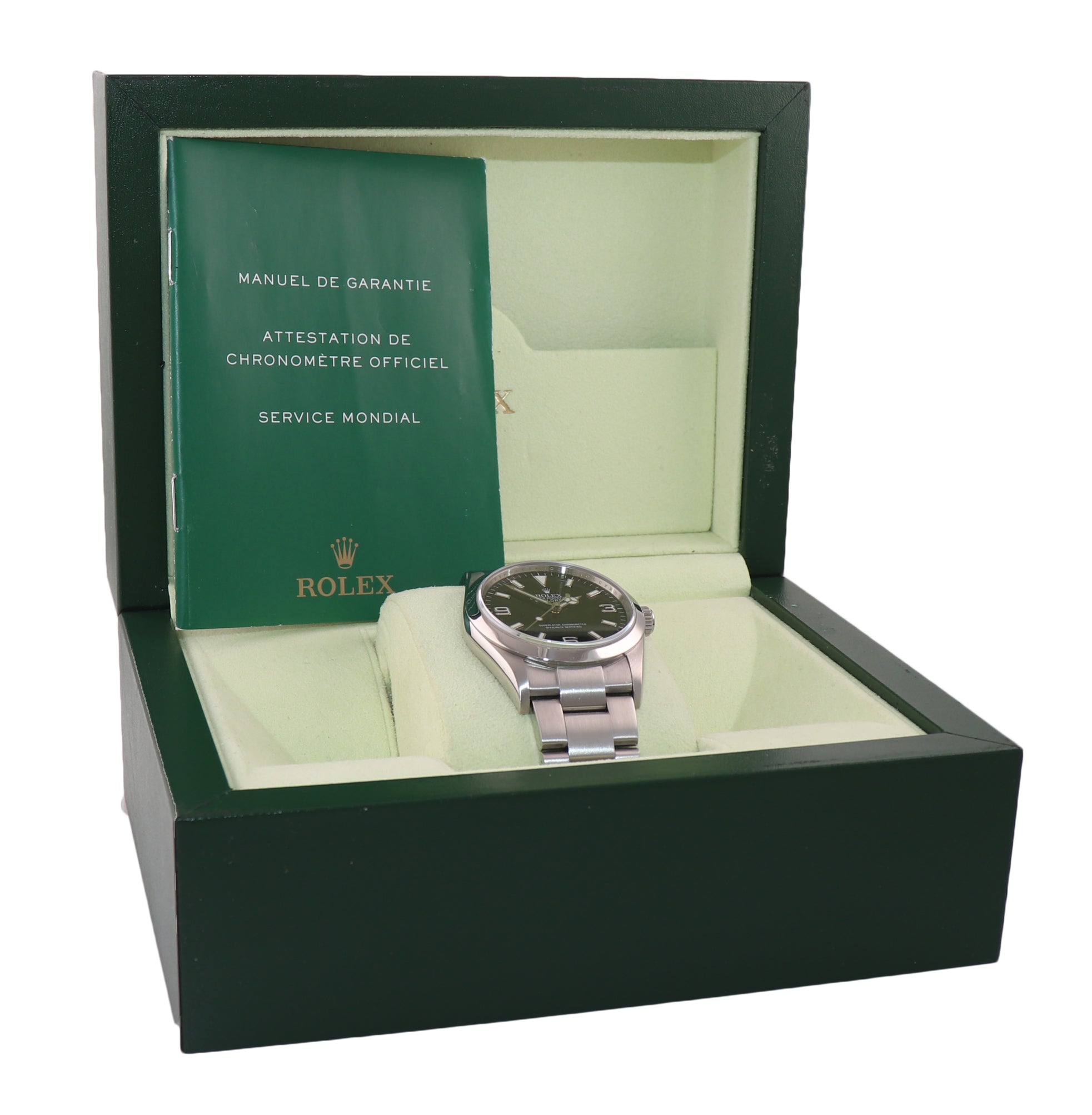 2007 ENGRAVED REHAUT Rolex Explorer I Black 36mm 114270 Steel Black Arabic Watch