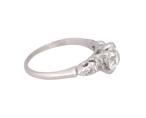 Antique Art Deco Platinum 0.75 CT Old European Cut Diamond Engagement Ring