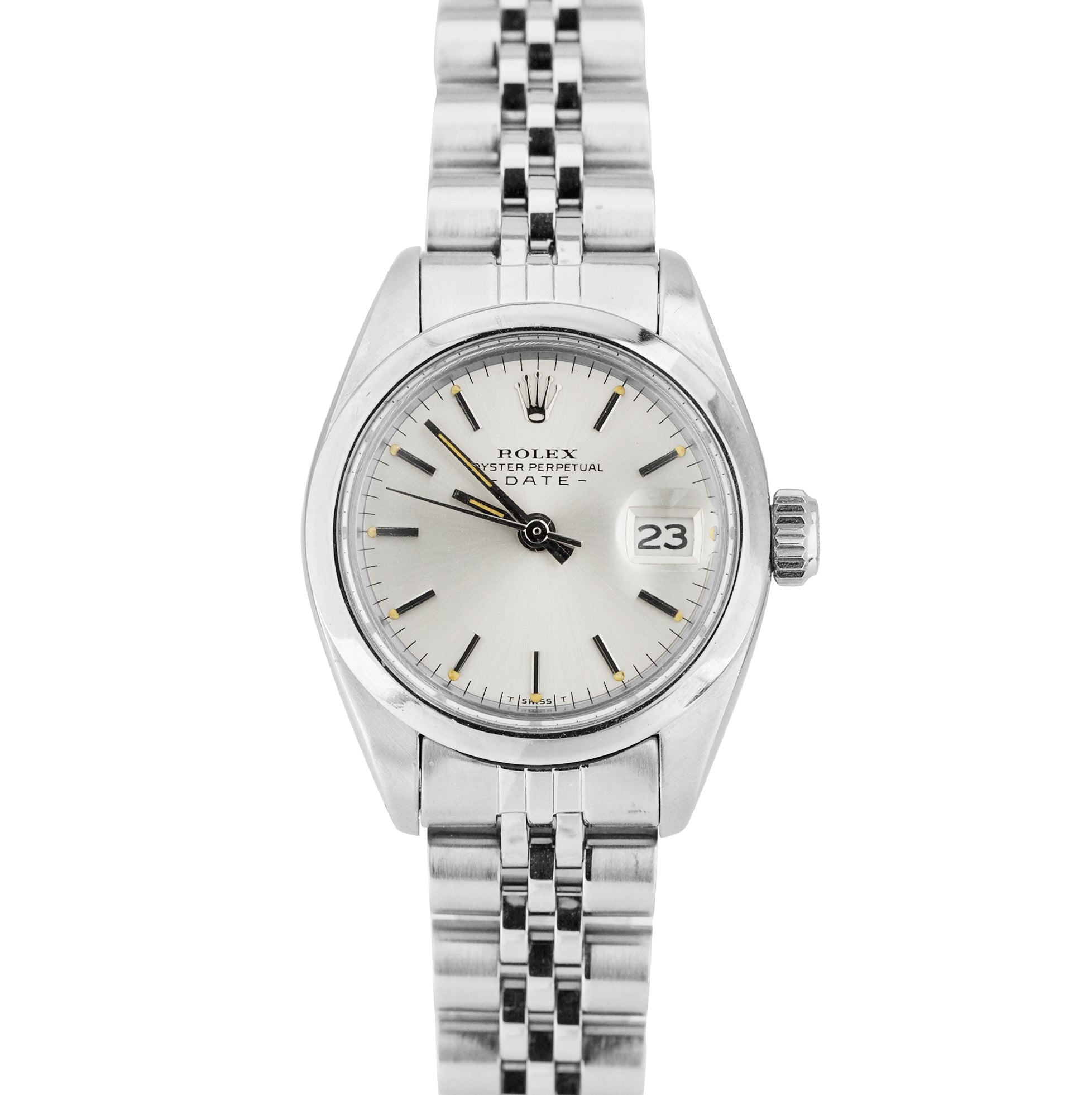 Ladies Rolex Date Silver Stick 26mm Stainless Steel Watch Swiss DateJust 6916