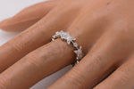 Chic Ladies 18K 750 White Gold 0.56ctw Diamond Floral Eternity Wedding Band Ring