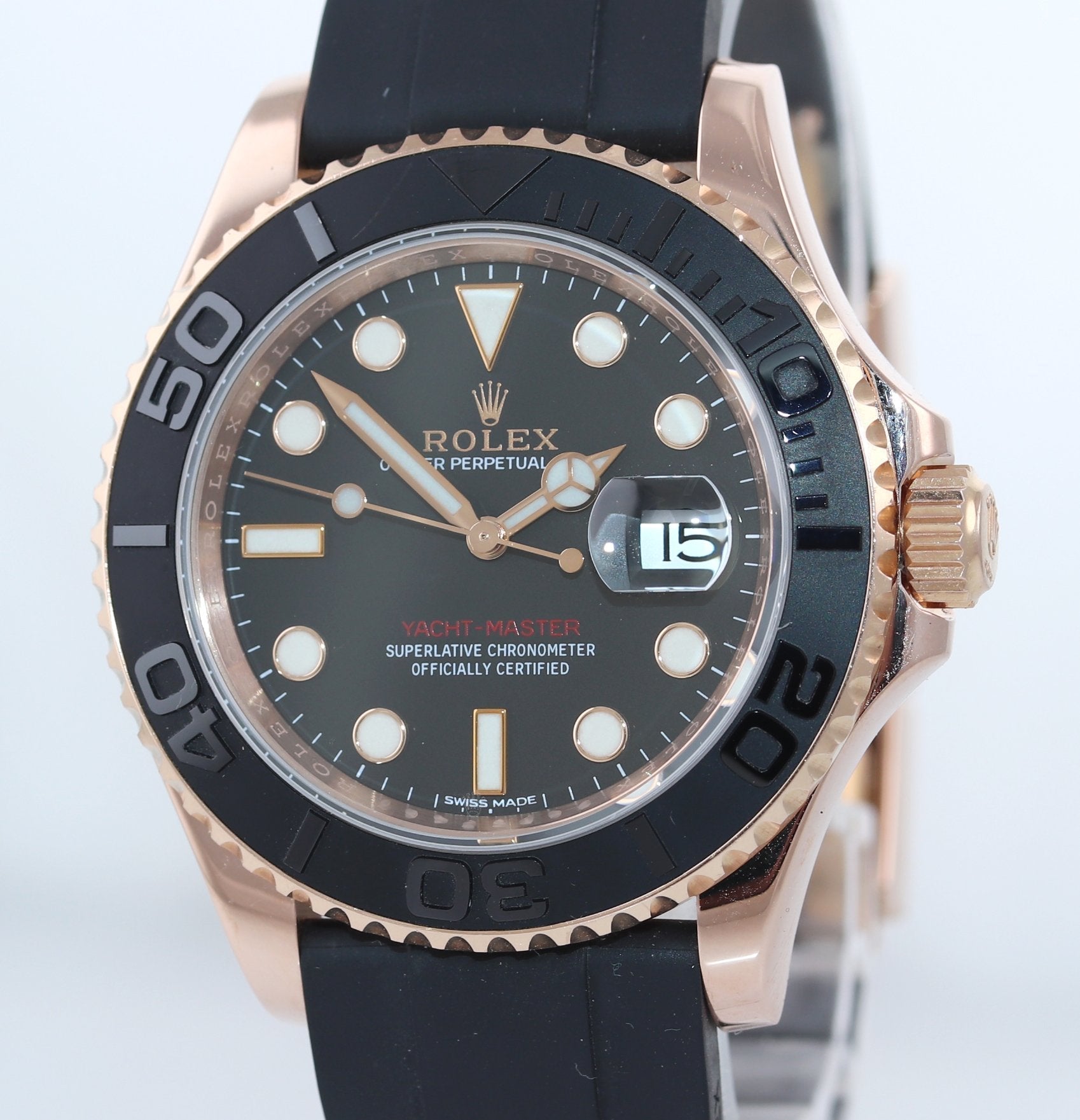 2019 Rolex Yacht-Master 116655 Everose Gold 40mm Black Oysterflex Watch Box