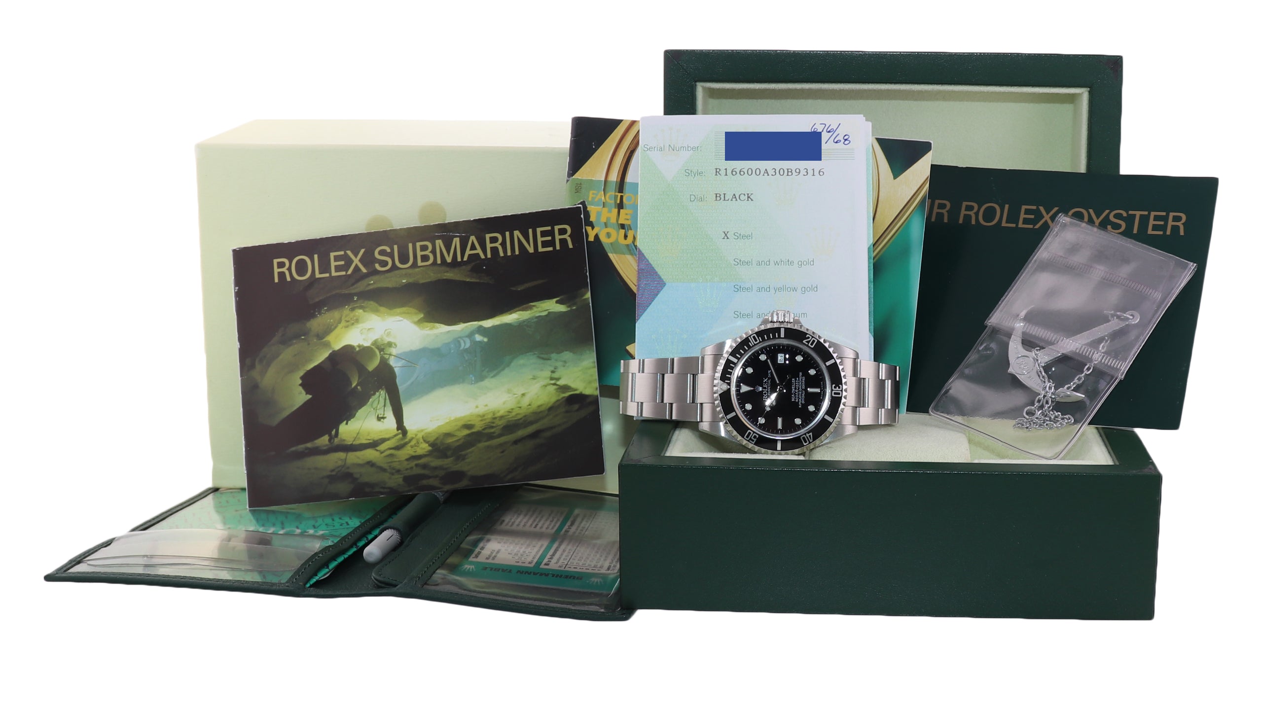 2005 PAPERS UNPOLISHED Rolex Sea-Dweller Steel 16600 Black Date 40mm Watch Box