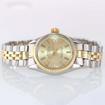 2019 SERVICE Ladies Rolex Date 6516 Two Tone 14k Gold Steel Champagne Watch Box