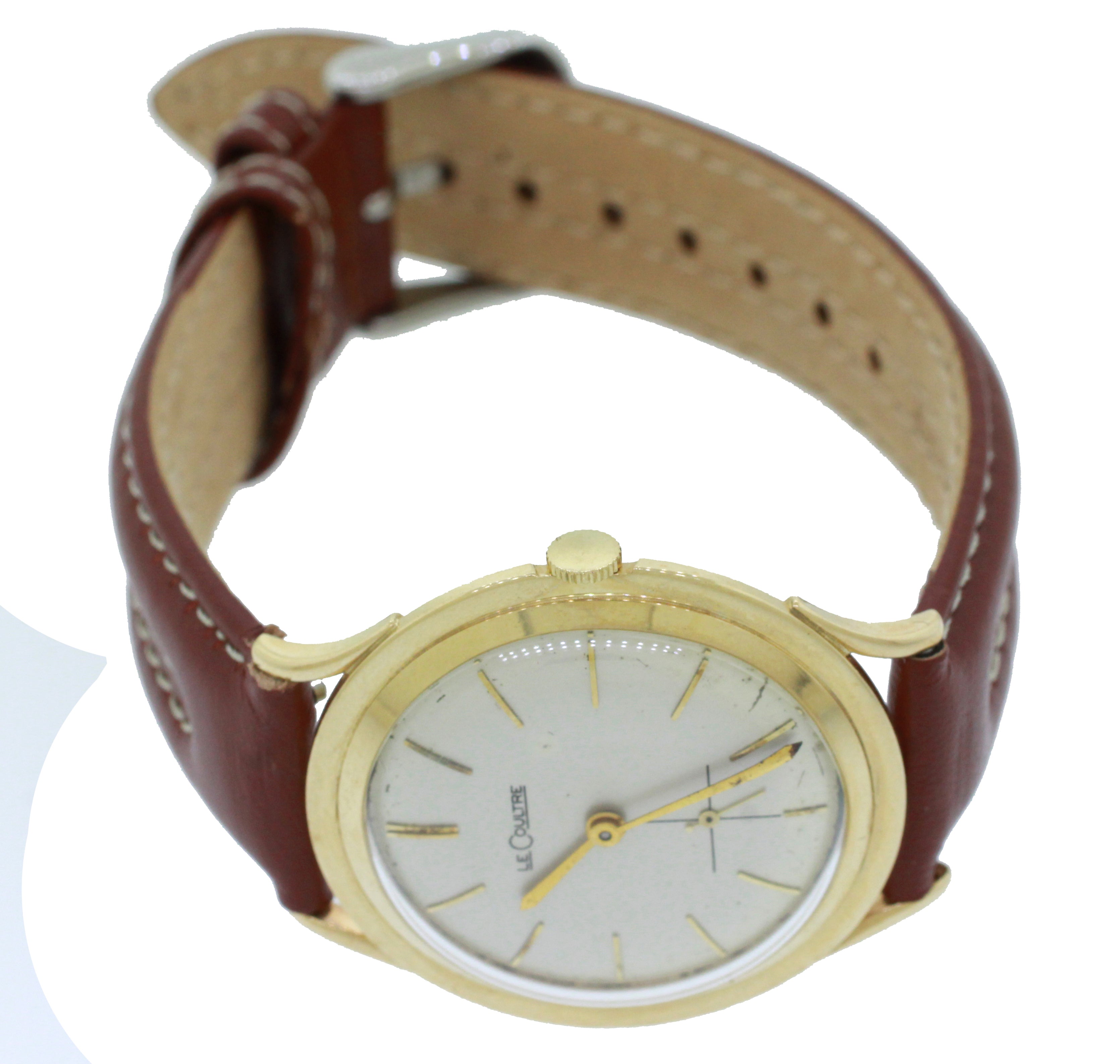 1950's Vintage LeCoultre 14k Yellow Gold Champagne Face Watch