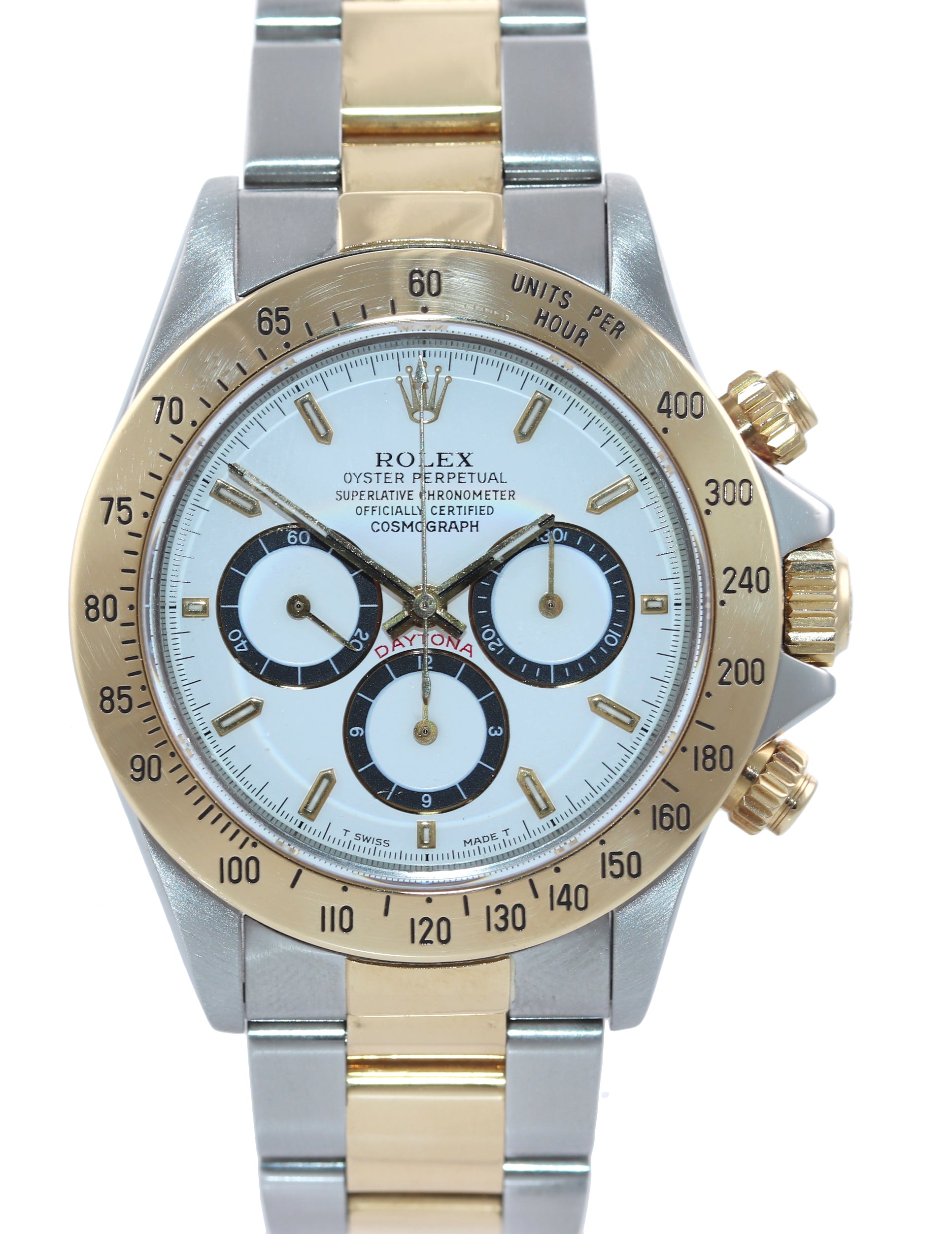INVERTED 6 Rolex Daytona 16523 Zenith 18k Gold Steel Two Tone White Chrono Watch