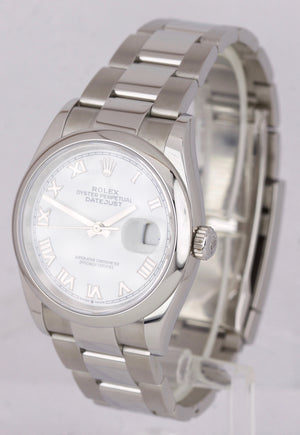 2019 MINT Rolex DateJust 126200 36mm White Roman Stainless Steel Oyster Watch