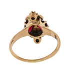 Ladies Antique Victorian Estate 14K Yellow Gold Seed Pearl Pink Tourmaline Ring