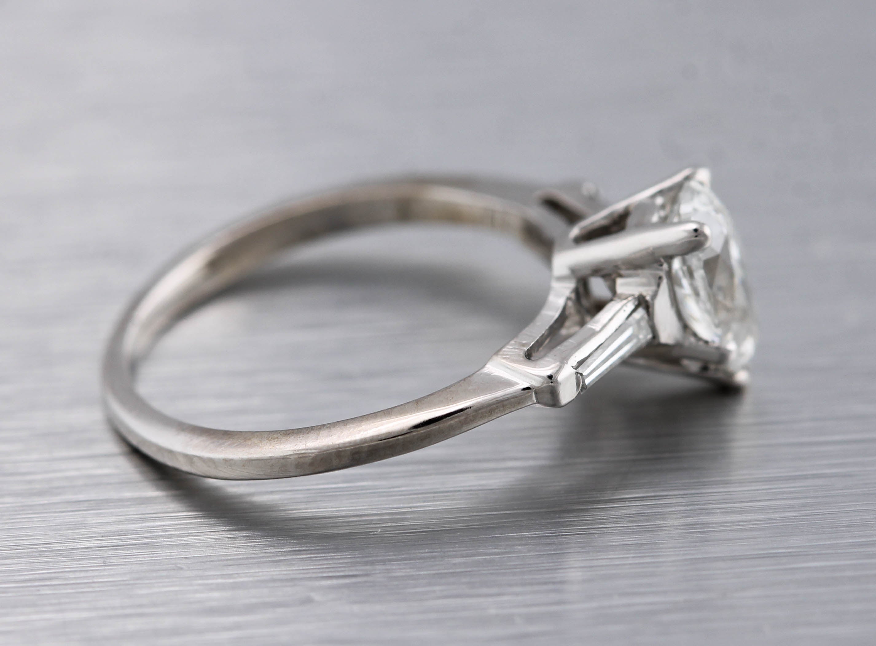 Ladies Estate 14K White Gold 0.71ct Pear Brilliant Cut Diamond Engagement Ring