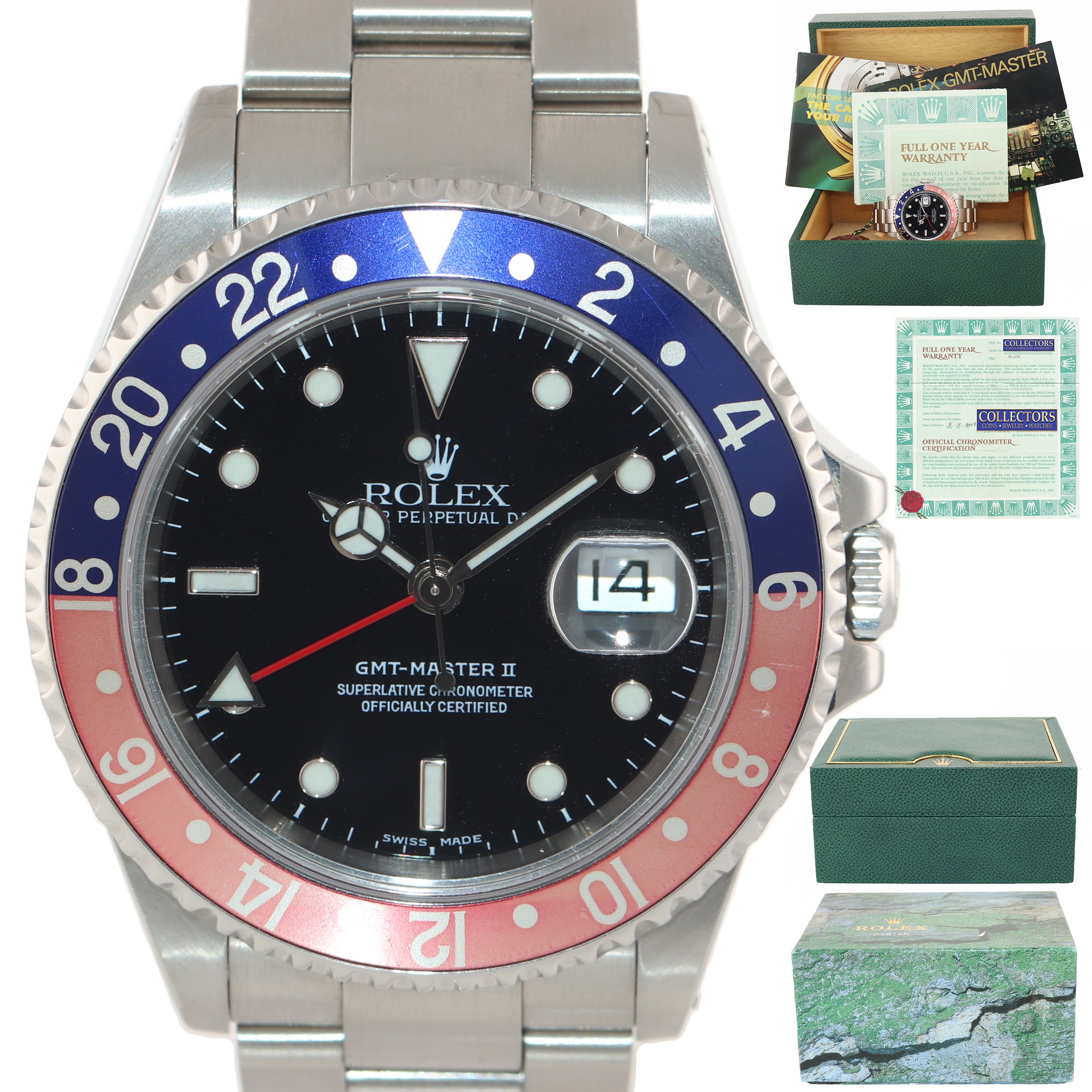 BLRO PAPERS Rolex GMT-Master 2 Pepsi Red Blue SEL Steel 16710 40mm Watch Box