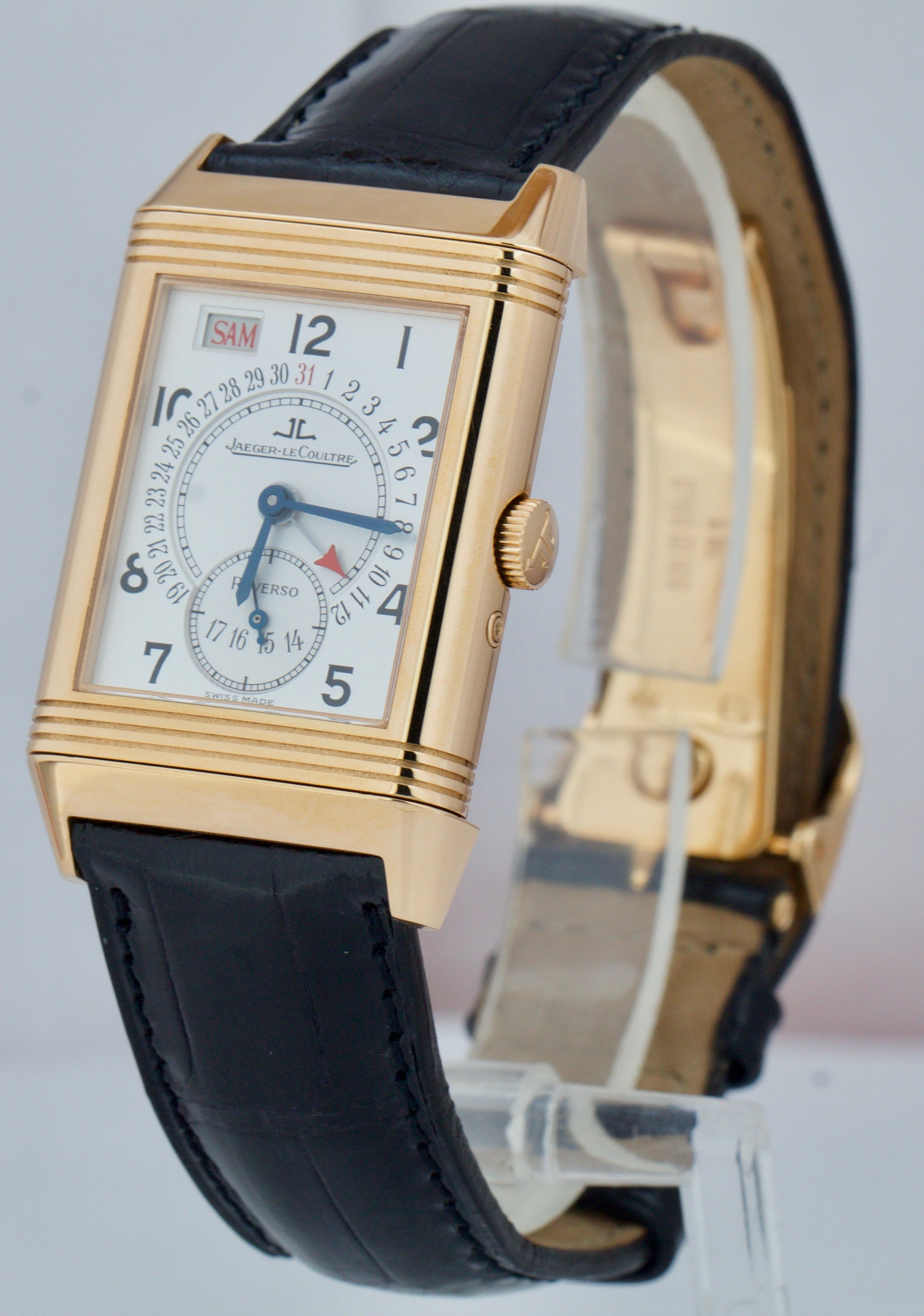 Jaeger LeCoultre Reverso Date 18k Rose Gold Mechanical Watch 270.2.36 FULL SET