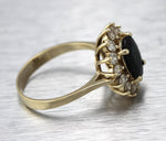 Ladies Vintage Estate 14K Yellow Gold 1.41ctw Diamond Blue Sapphire Halo Ring