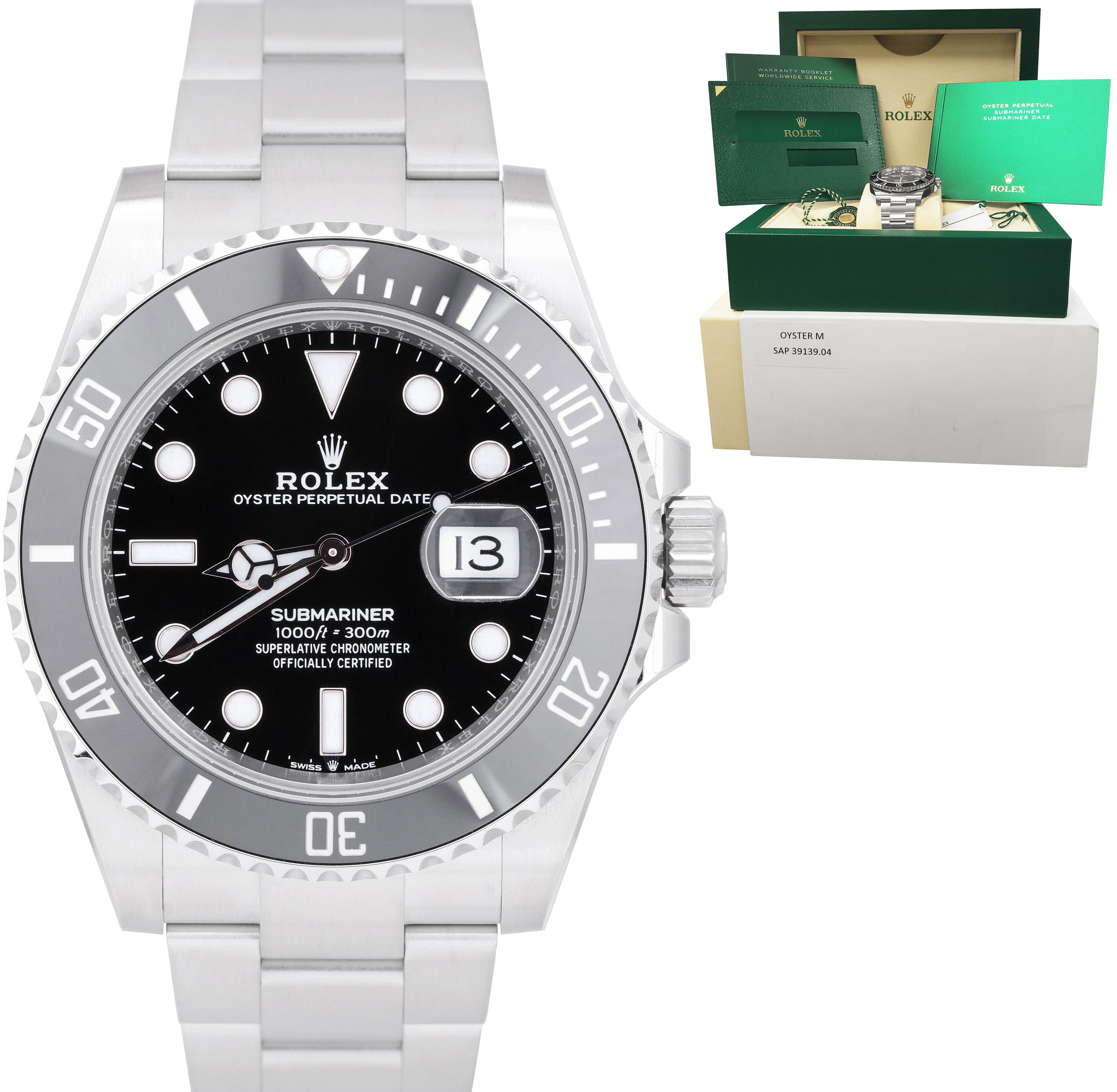 BRAND NEW 2021 CARD Rolex Submariner 41 Date Steel Black Ceramic Watch 126610 LN