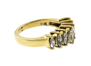 Lovely Ladies Estate 14K Yellow Gold 1.04ctw Marquise Diamond Wedding Band Ring