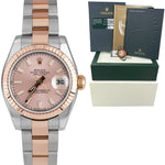 Ladies MINT Rolex DateJust Two-Tone Rose Gold 26mm PINK INDEX Watch 179171 B+P