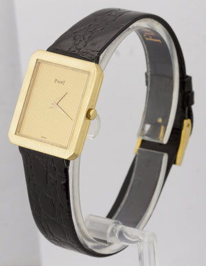 Piaget Protocole 25mm Quartz 8154 Champagne 18K Yellow Gold Leather Watch