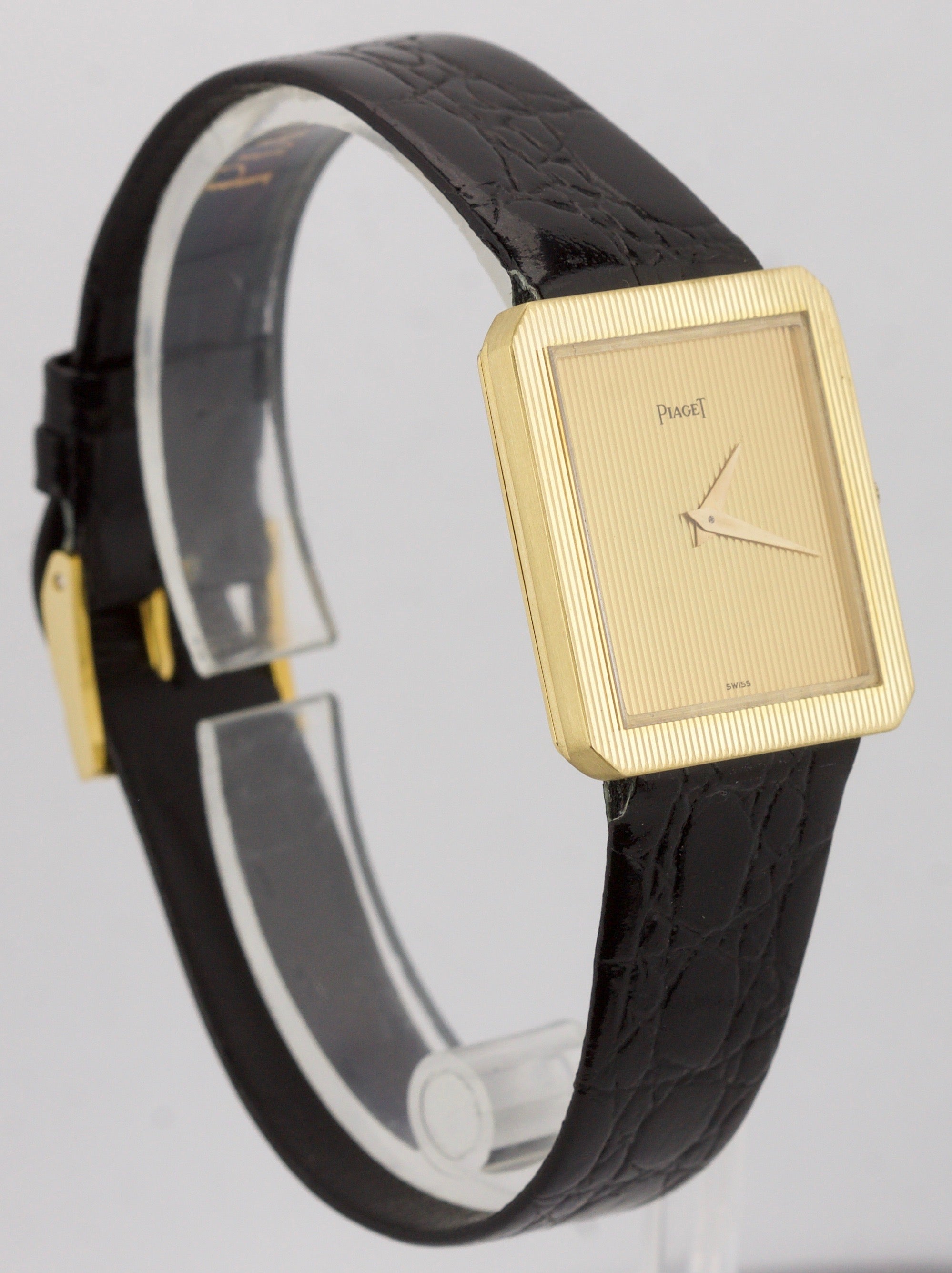 Piaget Protocole 25mm Quartz 8154 Champagne 18K Yellow Gold Leather Watch