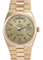 Rolex OysterQuartz Day Date President 19018 Solid 18k Yellow Gold Watch Box