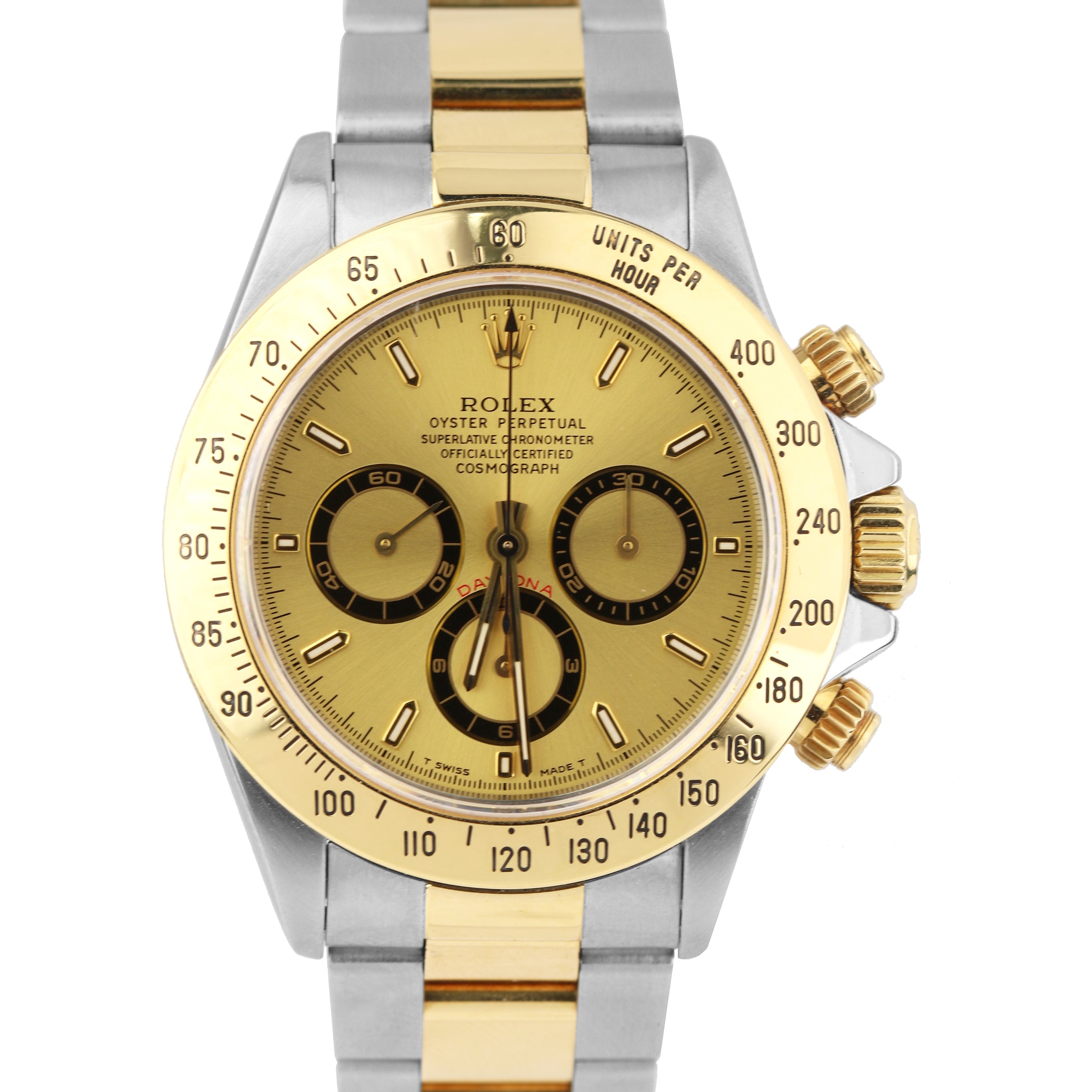 Rolex Daytona Cosmograph Champagne Zenith Steel 40mm Two-Tone Dial Watch 16523