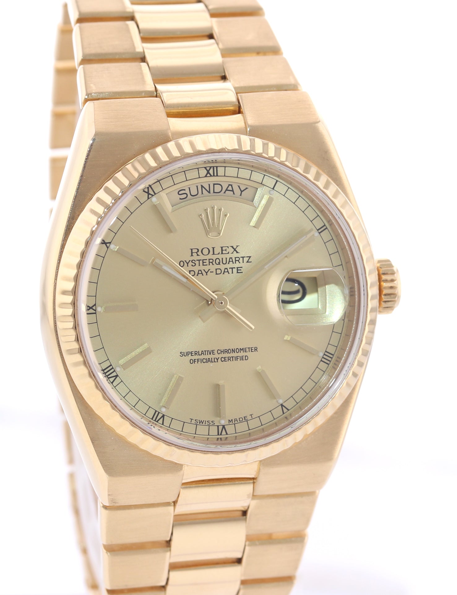 Rolex OysterQuartz Day Date President 19018 Solid 18k Yellow Gold Watch Box