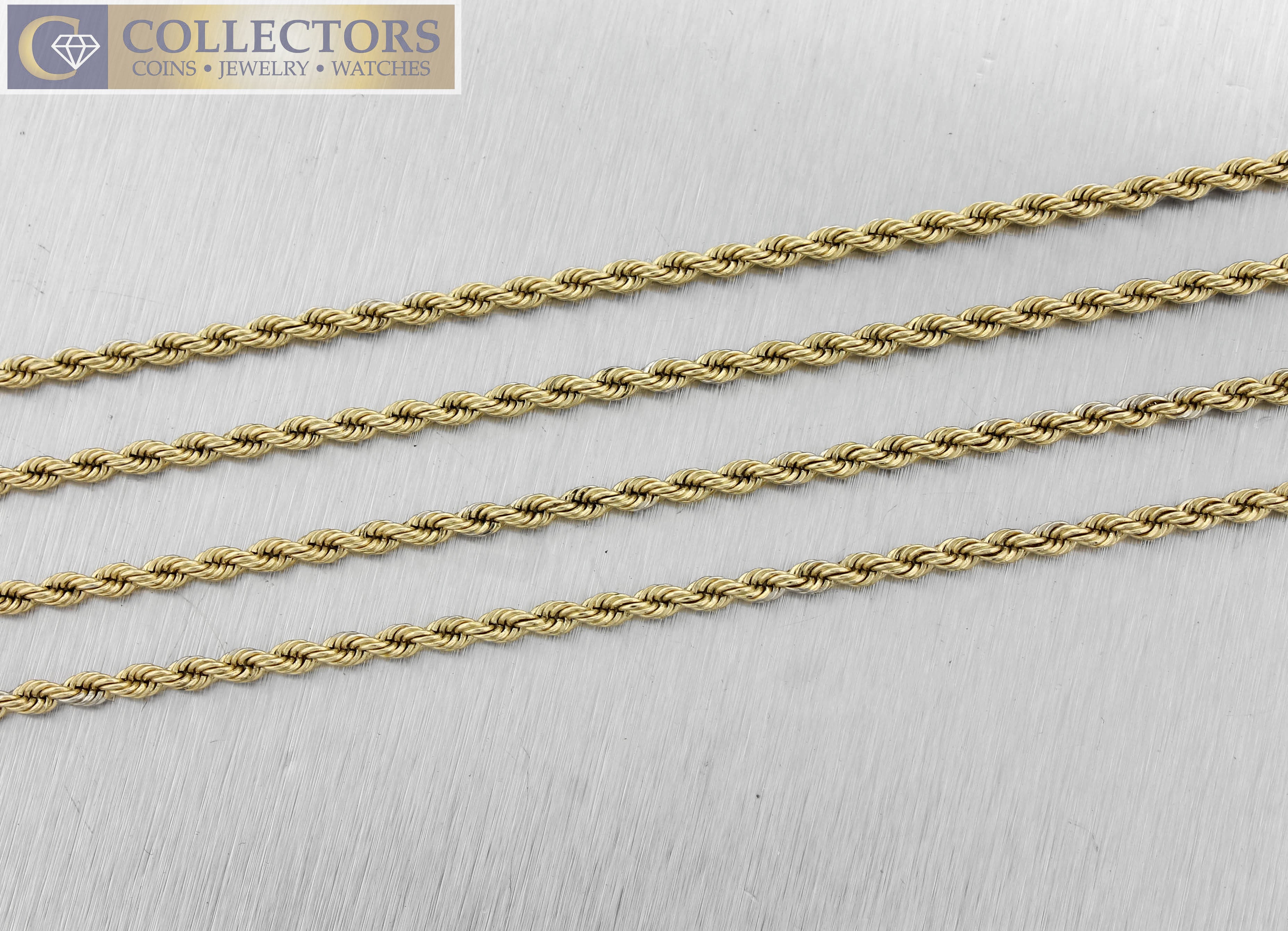 585 gold chain - links with bar and one with rectangle, 550 mm
