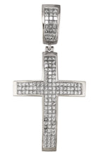 Men's Large 14K White Gold 4.38ctw Princess Cut Diamond Cross Crucifix Pendant