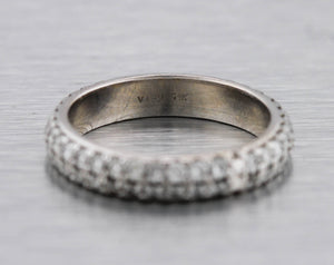 Ladies 14K White Gold 1.40ctw Diamond Double Row Eternity Wedding Band Ring