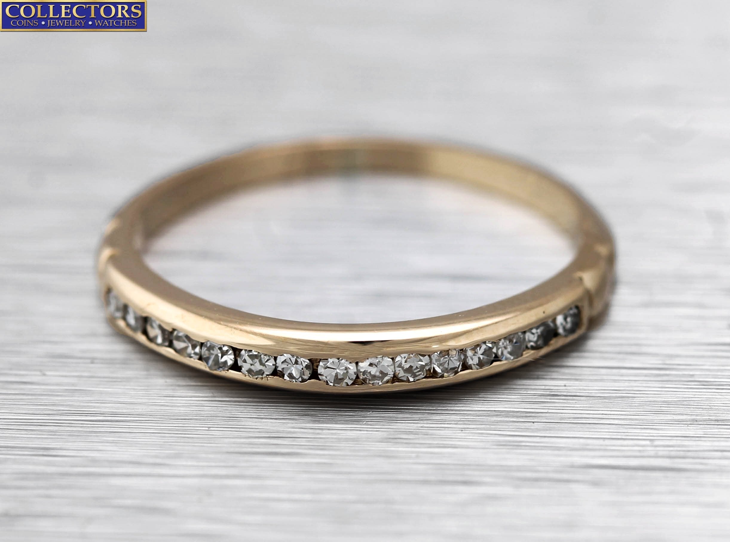 Lovely Ladies Dainty 14K Yellow Gold 3mm Wide 0.15ctw Diamond Stackable Ring