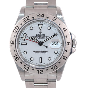Rolex Explorer II 16570 Steel White Dial Polar GMT Date TRITIUM 40mm Watch Box