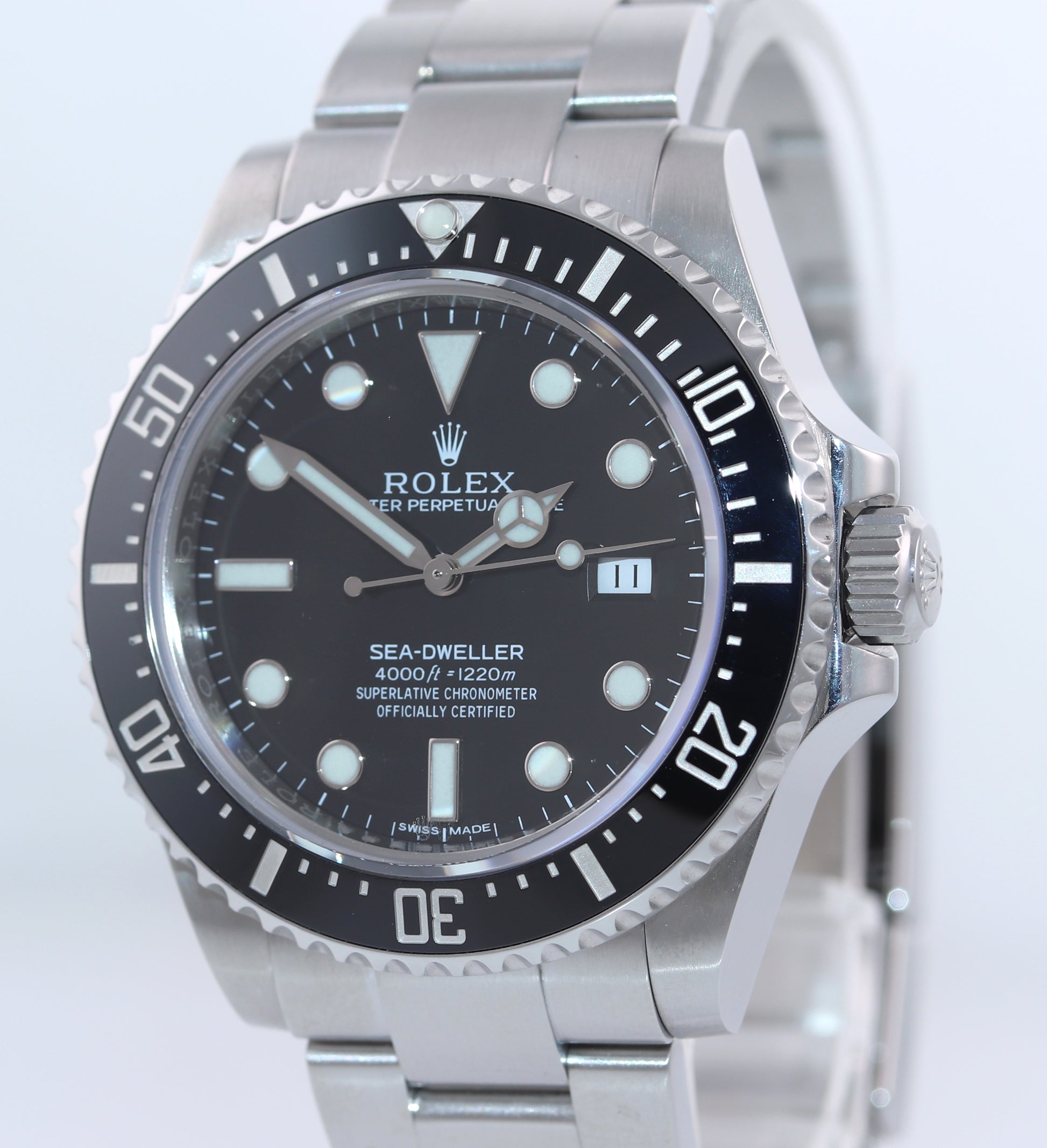 2015 PAPERS Unpolished Rolex Sea-Dweller Black Ceramic 116600 Steel SDK Watch